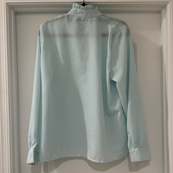 Striped Ruffle Button-Up Blouse - Picture 5 of 6